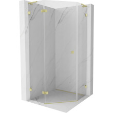 Mexen Lunar L pětiúhelníková sprchová kabina vlevo 80 x 80 cm, transparentní, zlato kartáčovaná - 831L-080L-080P-55-00-L