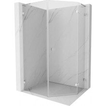 Mexen Lunar L pětiúhelníková sprchová kabina s pravými závěsy 80 x 90 cm, průhledná, chrom - 831L-080P-090L-01-00-P