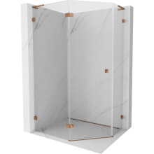 Mexen Lunar L pětiúhelníková sprchová kabina výklopná levá 90 x 80 cm, transparentní, růžové zlato - 831L-090L-080P-60-00-L