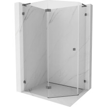 Mexen Lunar L pětiúhelníková sprchová kabina, levá 90x80 cm, transparentní, kartáčovaná barva pistole - 831L-090L-080P-66-00-L