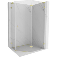 Mexen Lunar L kabina sprchová pětiúhelníková pravoúhlá 90 x 80 cm, transparentní, zlatá kartáčovaná - 831L-090P-080L-55-00-P