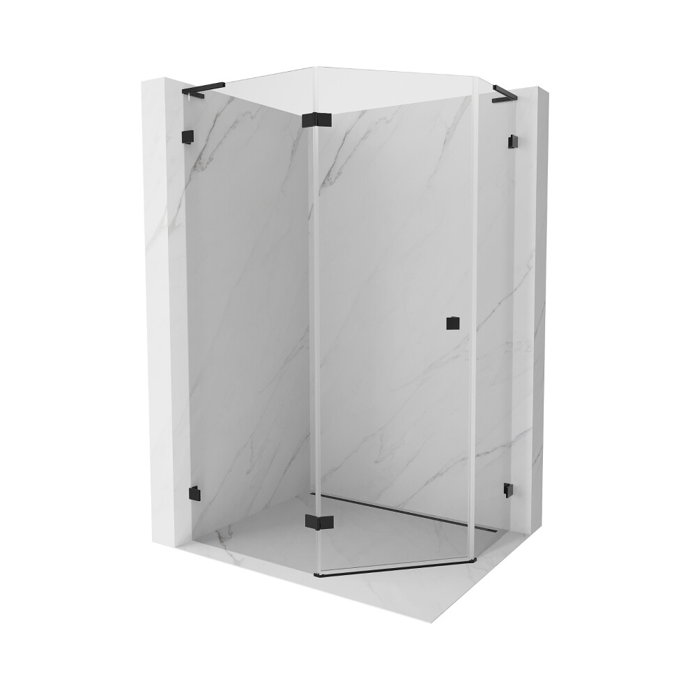 Mexen Lunar L PěTiúHelníKový Sprchový Kout OtevíRací Levý 100 X 80 Cm, Transparentní, čErný - 831L-100L-080P-70-00-L-image