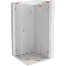 Mexen Lunar L pětiúhelníková sprchová kabina pravá 90 x 90 cm, transparentní, kartáčovaná měď - 831L-090P-090L-65-00-P