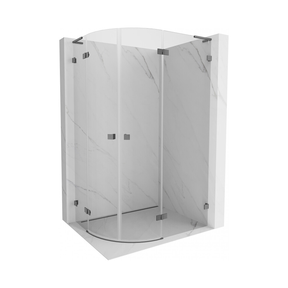 Mexen Lunar L PůLkruhová Sprchová Kabina S OtvíRáNíM Vpravo 90 X 80 Cm, Transparentní, Gun Metal - 833L-090P-080L-95-00-image