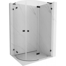 Mexen Lunar L koupelnový sprchový kout čtvrtkruhový výkyvný pravý 100 x 90 cm, průhledný, černý - 833L-100P-090L-70-00