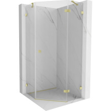 Mexen Lunar pětiúhelníkový sprchový kout se závěsem pravý 80 x 80 cm, transparentní, zlato kartáčované - 831-080P-080L-55-00-P