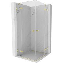 Mexen Lunar Duo sprchová kabína výklopná 90 x 90 cm, priehľadná, zlatá kartáčovaná - 834-090L-090P-55-00