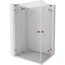 Mexen Lunar L Duo sprchový kout otevírací 80 x 75 cm, transparentní, růžové zlato - 834L-080L-075P-60-00