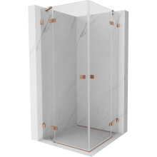 Mexen Lunar Duo kabina prysznicowa uchylna 95 x 95 cm, transparent, miedź szczotkowana - 834-095L-095P-65-00