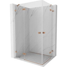 Mexen Lunar Duo nyíló zuhanykabin 105 x 80 cm, átlátszó, csiszolt réz - 834-105L-080P-65-00