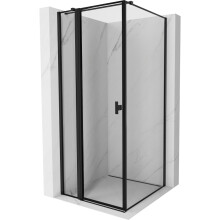 Mexen Mist T sprchovací kút otvárací ľavý 75 x 75 cm, čierny rám, čierna - 8A4T-075-075-70-70-L