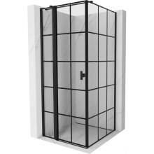 Mexen Mist T zuhanykabinhoz nyíló balos 85 x 85 cm, fekete rácsos, fekete - 8A4T-085-085-70-77-L