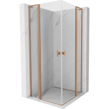 Cabină de duș Mexen Mist L Duo, cu uși batante, 95 x 95 cm, transparent, cupru periat - 8A4L-095-095-65-00