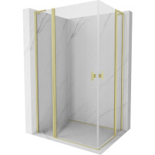 Mexen Mist L Duo Pendeltür-Duschkabine 115 x 105 cm, transparent, gebürstetes Gold - 8A4L-115-105-55-00