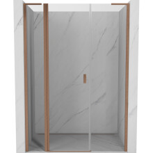 Mexen Mist L Duschdrehtür 155 cm, transparent, gebürstetes Kupfer - 8A4L-155-001-65-00