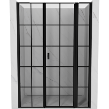 Mexen Mist L rechte, schwenkbare Duschabtrennung 150 cm, schwarzes Gitter, schwarz - 8A4L-150-001-70-77-P