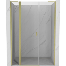 Mexen Mist L Duschpendeltür 160 cm, transparent, gebürstetes Gold - 8A4L-160-001-55-00