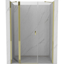Mexen Mist Schwenkbare Duschtüren 160 cm, transparent, gold - 8A4-160-001-50-00