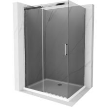 Mexen Omega posuvná sprchová kabína 100 x 90 cm, grafit, chróm + sprchová vanička Flat, biela - 825-100-090-01-40-4010