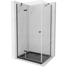 Mexen Roma sprchový kút otvárateľný 100 x 90 cm, transparentný, čierny + vanička Flat, čierna - 854-100-090-70-00-4070B