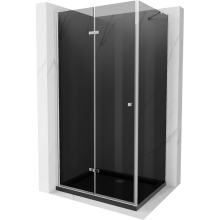 Mexen Lima skladacia sprchová kabína 80 x 120 cm, grafit, chróm + vanička Flat, čierna - 856-080-120-01-40-4070