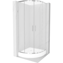 Mexen Rio sprchový kout půlkruhový 90 x 90 cm, mléčné sklo, chrom + vanička Rio, bílá - 863-090-090-01-30-4710