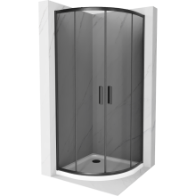 Mexen Rio sprchový kout půlkruhový 90 x 90 cm, grafit, černá + vanička Flat, bílá - 863-090-090-70-40-4110B