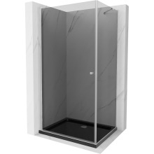 Mexen Pretoria sprchový kút otvárací 100 x 90 cm, grafit, chróm + sprchová vanička Flat, čierny - 852-100-090-01-40-4070