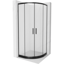 Mexen Rio sprchový kout půlkruhový 80 x 80 cm, matný, černý + sprchový žlab Flat, černý - 863-080-080-70-30-4170B