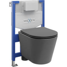 Mexen WC-Unterputzmontageset Felix XS-F Rahmen mit WC Rico mit Absenk-Automatik, Dunkelgrau matt - 68030724071