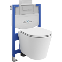 Mexen WC podomítkový set Felix XS-U stojan s WC mísou Rico a pomalu padajícím sedátkem, Matná bílá - 68530724001