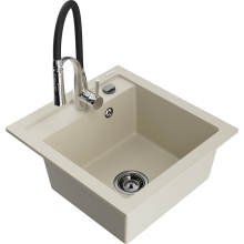 Mexen Vito 1-Becken-Granit-Spüle mit Mischbatterie Aster, Beige - 6503-69-73450-07-B