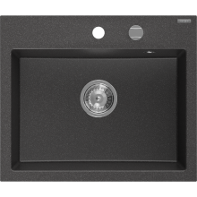 Mexen Oscar Granitspüle 1-beckig 580 x 490 mm, schwarz gesprenkelt, Chrom-Siphon - 6519581000-76