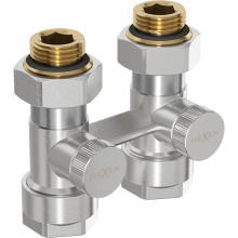 Mexen dvojitý radiátorový ventil DN50, rovný 1/2"x16 mm, nikel - W912-016-01