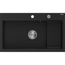 Mexen Omar Granitspüle 1-Becken 800 x 480 mm, schwarz, Siphon Chrom - 6520801005-77