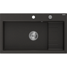 Mexen Omar Granitspüle 1-beckig 800 x 480 mm, schwarz/gold metallic, Syphon Chrom - 6520801005-75