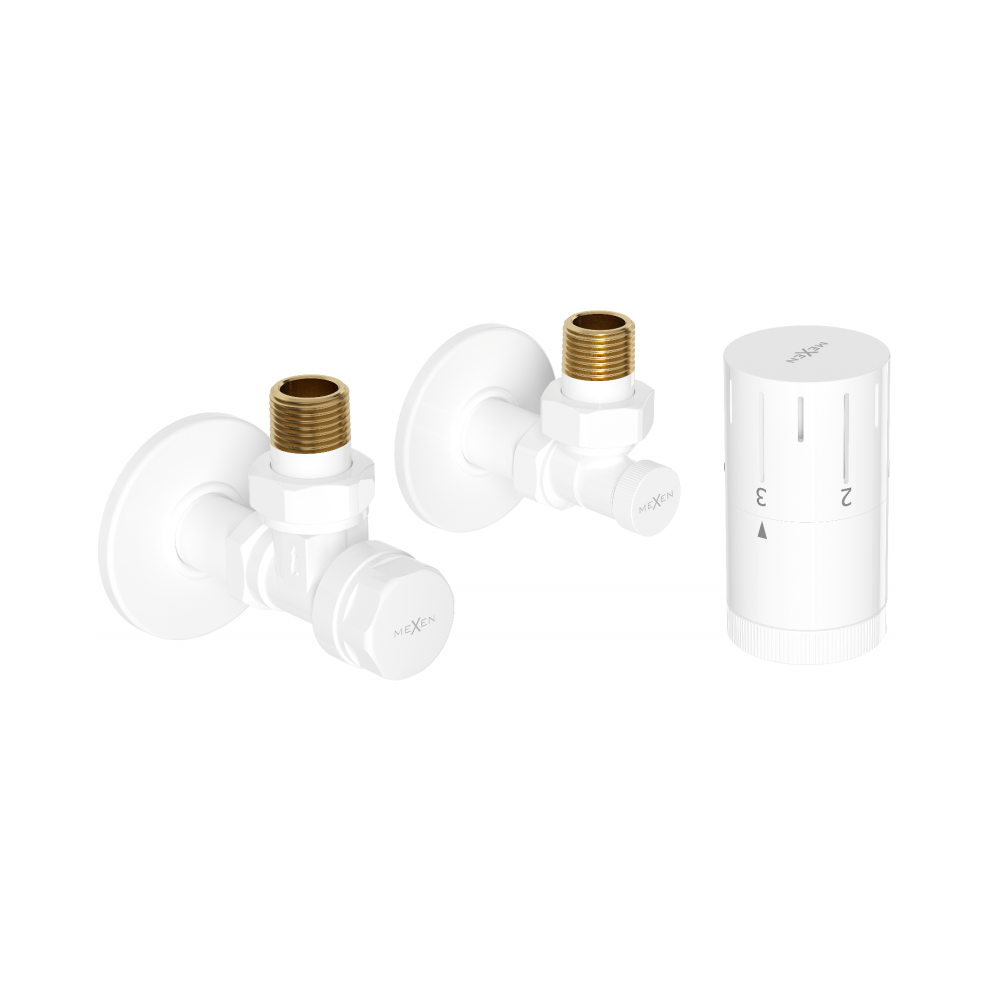 Mexen G05 Termostatická Sada úHlová Se StíNíTkem R, BíLá - W901-958-904-20-image