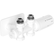 Mexen G05 súprava termostatických kĺbových/ravných ventilov s krytom S, Duplex, DN50, biela - W908-958-910-20