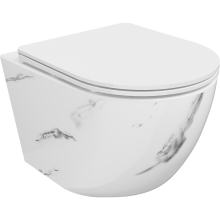 Mexen Lena Rimless WC csésze lassan lecsukódó slim ülőkével, duroplast, fehér kő - 30224092