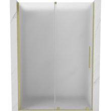 Mexen Velar Schiebetür-Duschwand 140 cm, Milchglas, gebürstetes Gold - 871-140-000-31-55