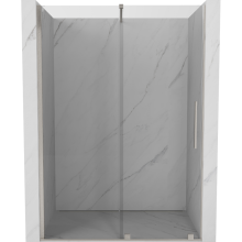 Mexen Velar Schiebetür Duschabtrennung 150 cm, transparent, gebürsteter Nickel - 871-150-000-01-97