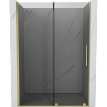 Mexen Velar Schiebetür für Dusche 160 cm, Graphit, gebürstetes Gold - 871-160-000-41-55