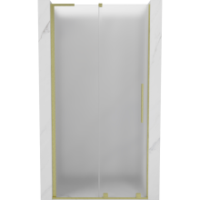 Mexen Velar L Schiebetür Duschkabine 110 cm, gefrostet, gold gebürstet - 871-110-003-31-55
