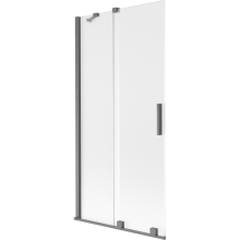 Mexen Velar Badewannenabtrennung 2-flügelig verschiebbar 95 x 150 cm, matt, gebürstetes Gun Gray - 896-095-000-31-66