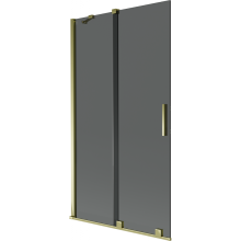 Mexen Velar Duschabtrennung, 2-flügelige Schiebetür 100 x 150 cm, grafit, gold - 896-100-000-41-50