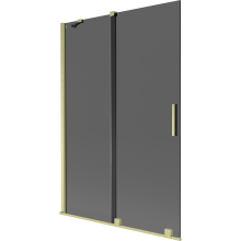 Mexen Velar 2-flügelige verschiebbare Badewannenwand 120 x 150 cm, Graphit, gebürstetes Gold - 896-120-000-41-55