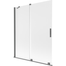 Mexen Velar paravan cadă de baie, 2 canaturi culisante, 140 x 150 cm, mat, metal gri aprins - 896-140-000-31-95