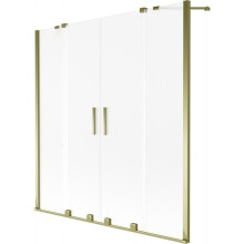 Mexen Velar Duo vanová zástěna, 2-křídlová posuvná 140 x 150 cm, matná, zlatá - 896-140-000-32-50