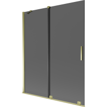 Mexen Velar Badewannen-Duschwand 2-flügelig, verschiebbar, 140 x 150 cm, graphit, gold - 896-140-000-41-50