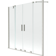 Mexen Velar Duo vanová zástěna 2křídlá posuvná 150 x 150 cm, transparentní, kartáčovaný nikl - 896-150-000-02-97